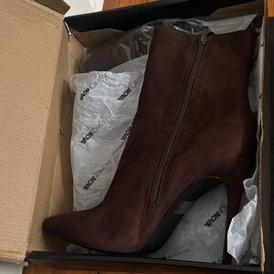 Fashion Nova Dark Brown Heeled Boots